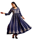 Gosriki Women'S Rayon Blend Chikankari Embroidered Anarkali Kurta (Vavajodo-Blue-Gs_Xl_Blue_X-Large),Blue,,B0C7W6HYHG