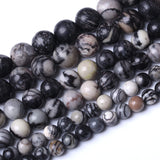 60PCS 6MM Natural Black net Work Beads Round Loose Stone Beads for Jewelry Making DIY Energy Stone Healing Power Bracelet 15