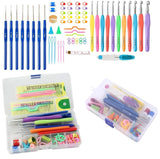 Crochet Hook And Knitting Needle Set 53 Pcs With Ergonomic Soft Grip Handles, Stitch Markers, Row Counters, Measuring Tape And S