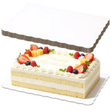 12 Pack Half Sheet Rectangle Cake Drum Board 14x19 Inch White Scalloped Rectangle Dessert Base, 3mm Thick Reusable Waterproof 