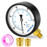 MEANLIN MEASURE 0-100Psi 4 DIAL FACE 1/4 NPT Well Pump Pressure Gauge, with 1/2 NPT and 3/8 NPT Hex Bushing, 3-2-3% Accuracy, Lo