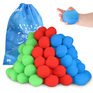 60 Reusable Cotton Water Balls Outdoor Toys for Kids 4-8 8-12, Summer Splash Water Balloons for Teens and Adults Ourdoor Trampol