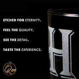 (X-Monogram)- 4 Piece Set of 11 Ounce Engraved Heavy Base Rocks Glasses- Quality Elegant Glass-Multi-Purpose Beverage-Rocks Glas