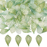 Hobbspring 100Pcs Handmade Lampwork Dark Sea Green Leaf Charms Green Glass Leaf Beads Cute Crystal Spacer Leaves Beads for Jewel