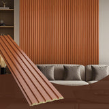 OUZUGIE WPC Acoustic Slat Wall Paneling, 8-Pack 96 x 6 Inches 3D Wall Panels for Interior Wall Decor,Living Room,TV Background,S