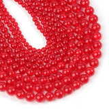 Yochus 60pcs Red Chalcedony Round Smooth Stone Beads for Bracelet Making