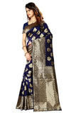 Sugathari Womens Banarasi Saree Pure Kanjivaram Silk Saree Soft New Ladies 2023 Design Wear Pattu Sarees Latest Cotton Party Sari Collections With Blouse Piece For Wedding Sadi (Sam Pari-24 N.Blue)
