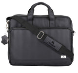 K London MenS Messenger Bag Vegan Leather Trim | Padded Compartment & Storage Pockets | Lightweight | TravelFriendly_ (1104_Bl