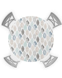 EwdeWwo Abstract Leaf Elastic Round Tablecloth, Teal Blue Green Brown Leaf Modern Art Plants Fitted Tablecloths for Round Table 