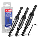WORKPRO 3-Piece Self Centering Drill Bit Set, Durable HSS VIX Bit with Hex Key, 3/32  , 7/64  , 1/8Center Drill Bits, 1/4 
