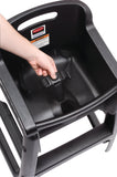 Rubbermaid Commercial Products Sturdy High-Chair, 33lb Capacity, Black, Pre-Assmbled with Wheels, Stackable, Fits Under Table fo