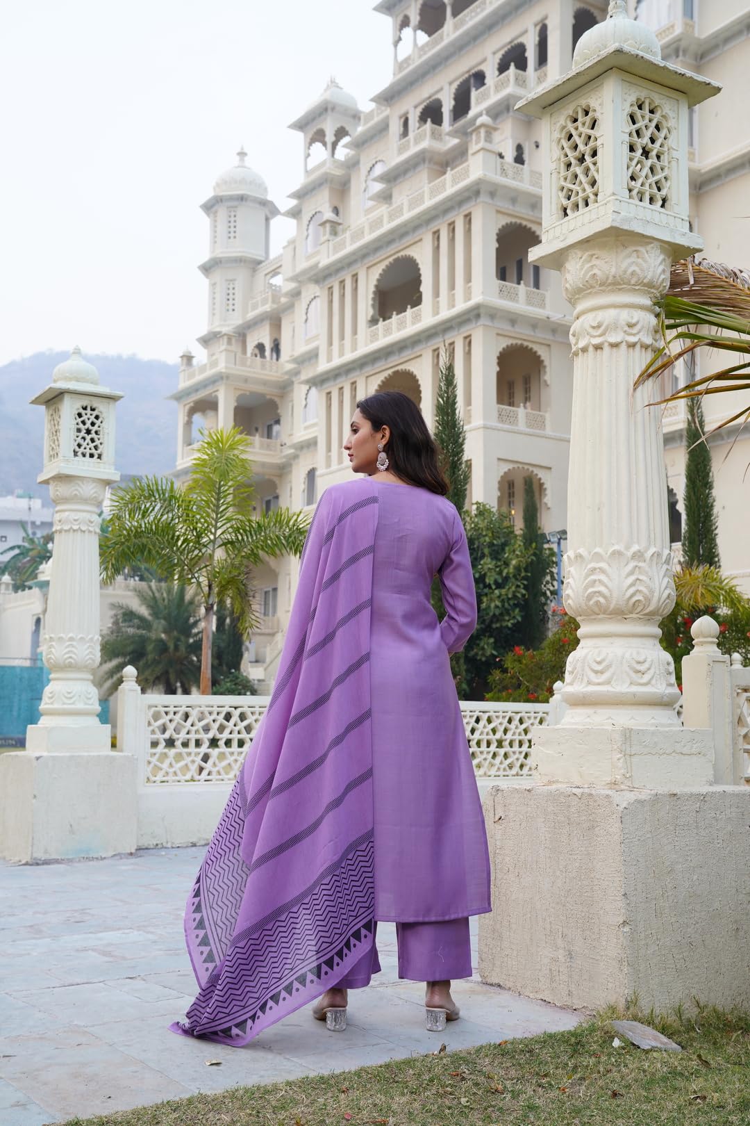 Anni Designer Women'S Rayon Blend Solid Straight Kurta With Pant & Dupatta (Raja Saab Purple-Vks05_3Xl_Purple_Xxx-Large),Purple,3XL,Rayon Blend,Regular,