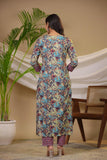 Gosriki Women'S Cotton Blend Straight Printed Kurta With Pant (Bicata Wine-Gs_Xl_Wine_X-Large),Wine,,B0CNZ465SS