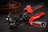 Super Marche Heavy Duty Revolving Punch Plier Kit With Multicolor Brass Pads | 3 Round, 2 Flat, 1 Oval Punch | For Leather, Belt