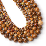 Yochus 60pcs Brown Wooden Jasper Round Smooth Stone Beads for Bracelet Making