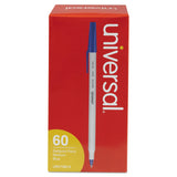 Universal UNV15614 1 mm Medium Blue Ink Stick Ballpoint Pens (60/Pack)