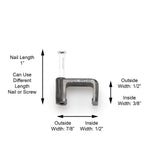 THE CIMPLE CO 1/2 Inch 12mm Coax Cable Clips with Nails - Black, 100 pc - Coaxial Nail in Cable Clips for Cords - Outdoor Wire T