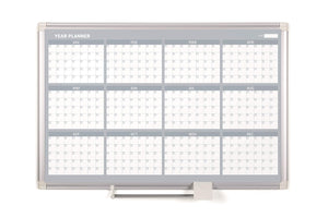 Magnetic Steel Dry-Erase Twelve Month Planner, 24 X 36, Aluminum Frame