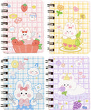 SHIDESHIN 4Pcs Cute Small A7 Spiral Notebooks Kawaii Bunny Memo Notepads Blank Pages 80 Sheets 160 Pages Journals for Study, Dr