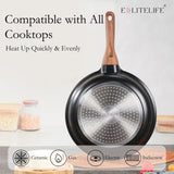 ESLITE LIFE Nonstick Ceramic Frying Pans Skillets Set, Non-Toxic Egg Omelette Kitchen Cooking Pans Compatible with All Stovetops