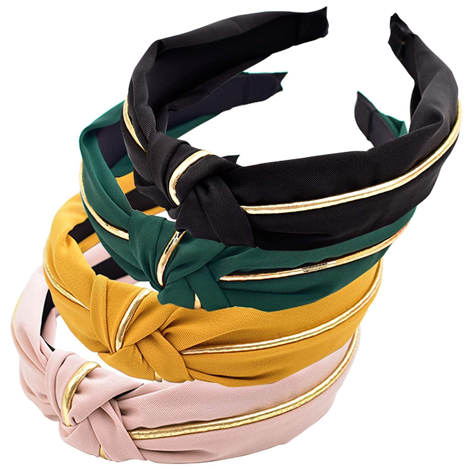 HOKPA Headbands for Women 4 Pack, Fashion Cross Knot Hairbands Wide Knotted Hair Hoop Headwrap Headwear Hair Bands Accessories f