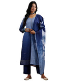 Libas Womens Embellished Muslin Straight Kurta With Trousers And Dupatta