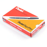 Pentel Sign Pen, FiberTipped, Black Ink (S520A), Box of 12