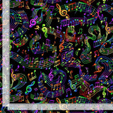 Cotton Tossed Painted Guitar Rainbow Colorful Bright All Over on Black Timeless Treasures Cotton Fabric Print by the Yard (MUSIC