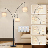 DLLT Modern Floor Lamp for Room: 3-Light Black Tree Dimmable Floor Lamps with Gray Shades for Living Room - Arc Standing Lamp fo