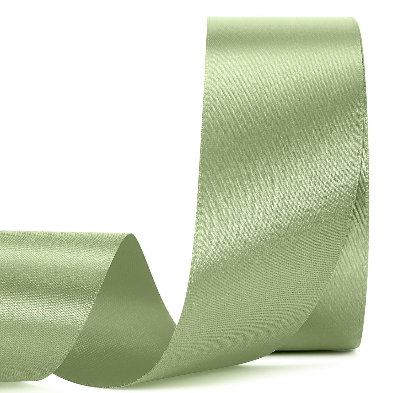Sage Green Satin Ribbon 1 1/2 Inch,25 Yards Sage Green Solid Fabric Ribbons for Gift Wrapping Floral Bouquets Wedding Party Deco