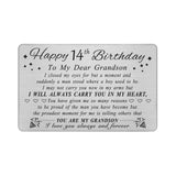 DEGASKEN Grandson 14th Birthday Card for Boys - Happy 14th Birthday Card for Grandson - Birthday Gifts for 14 Year Old Grandsons
