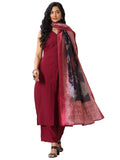 Libas Womens Woven Design Silk Blend Straight Kurta With Palazzos And Dupatta