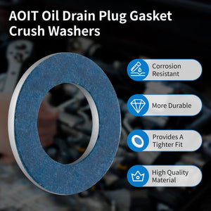 10 Pcs Aluminum Engine Oil Drain Plug Crush Gasket Washers Seals for Toyota Prius Tundra Sienna Highlander Lexus Avalon Camry Co