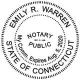 Round Notary Stamp for State of Connecticut- Self Inking Stamp - Top Brand Unit with Bottom Locking Cover for Longer Lasting Sta