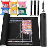 Jigsaw Puzzle Mat Roll Up - 1500 1000 500 Pieces Puzzel Matte, Black Roll-Up Puzzles Mats Felt Save Trays for Sorting Table Boar