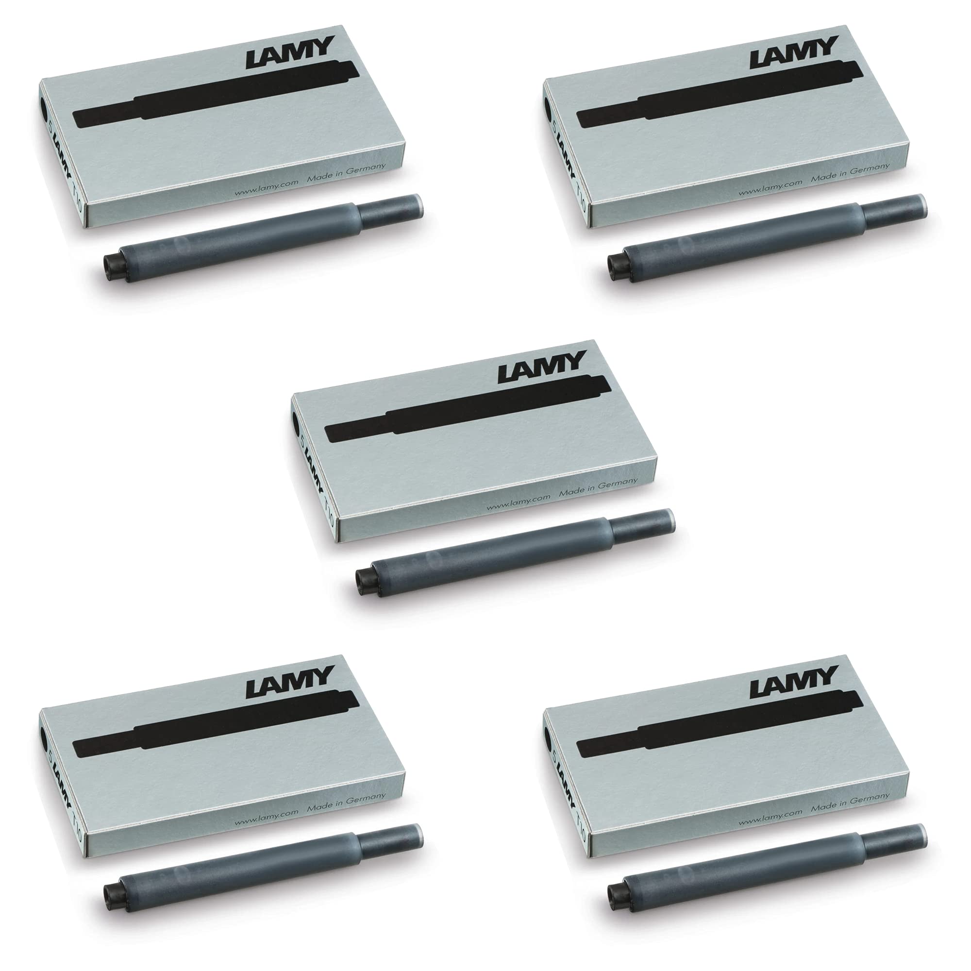 Boxiti Set - Lamy T10 Black Ink Cartridges 5 Boxes 25 Cartridges Total