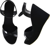 Shoetopia Women'S & Girl'S Black Solid Slingback Wedges,Black,5,B09NBZWY8P