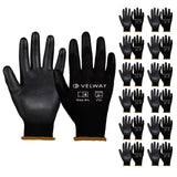 Velway Safety Work Gloves 12 Pairs - PU Coated Seamless Knit Working Gloves with Grip for Men Women Lightweight Breathable Ideal