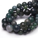 Chicager Natural Stone Beads for Jewelry Making,6mm Moss Agate Polished Smooth Round Gemstone Beads for Bracelet Necklace 15 Inc