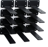 12 Pack - 6 inch Black Hidden L Shelf Bracket (1/5 Inch Thicked) Iron Floating Shelf Brackets Rustic Industrial Metal Brackets f