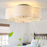 Gryalcy 20 Boho Ceiling Fan with Light, Rattan Caged Flush Mount Ceiling Fan with Light Remote Control, Enclosed with 6 Speeds f