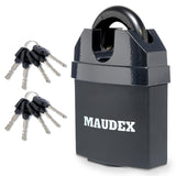 Maudex MDL60 High Security Padlock for Outdoor Use - [10 Keys] - [Anti Drill, Anti Pick Cylinder] - Ideal Lock for Storage Unit,