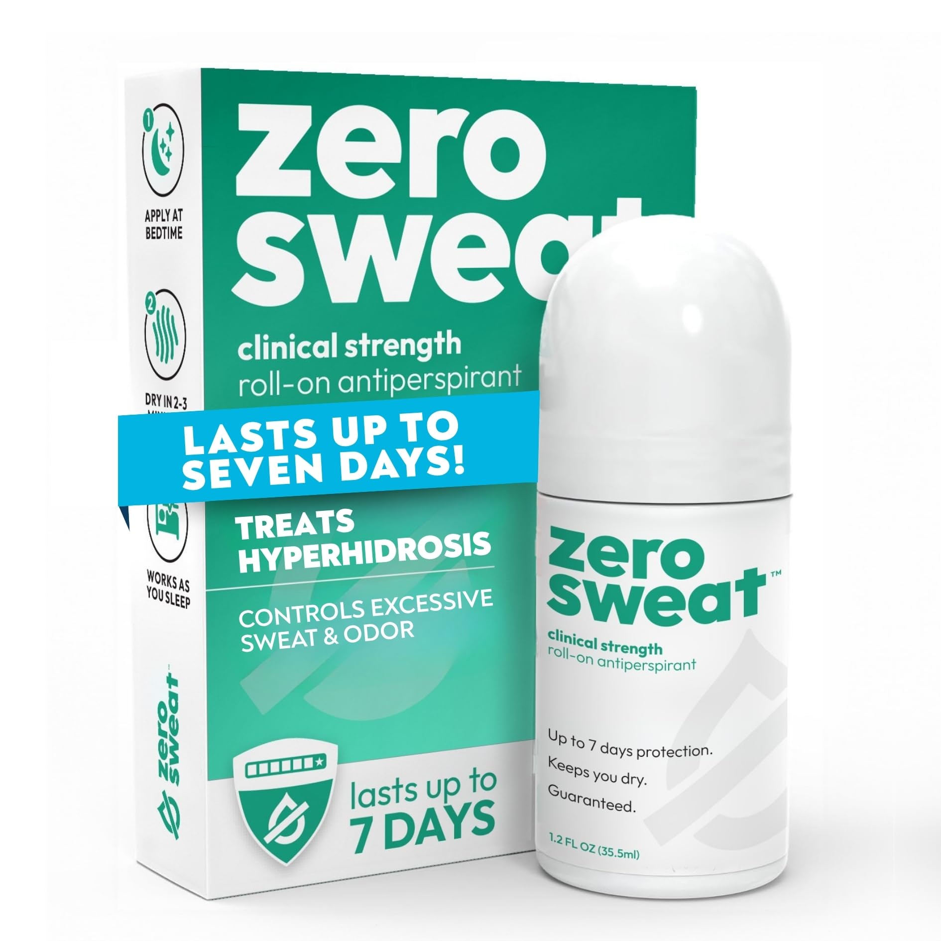 ZeroSweat Antiperspirant Deodorant clinical Strength Hyperhidrosis Treatment - Reduces Armpit Sweat 12 FlOz