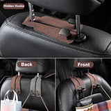 Amelity Car Seat Hooks, Car Seat Back Storage Hook Double Hook, Headrest Hooks for Car, Car Hooks for Purses and Bags (Black-4 P
