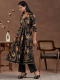 Libas Black Silk Blend Printed Kurta Sets For Women Black L