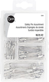 Dritz 3328 Curved Safety Pins, Assorted Sizes with Storage Box (90-Count)