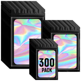 Funfery 300 Pack 3 Size Mylar Holographic Bags with Clear Window,Resealable Bags Smell Proof Bags Zipper Foil Bags Packaging Pou