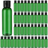 Zhehao 200 Pcs 2 oz Green Plastic Empty Bottles Small Travel Size Bottles with Flip Cap Empty Transparent Dispenser Container fo