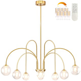 Bagood Gold Sputnik Chandelier 8-Light Globe Pendant Light 38.5Modern Sputnik Light Fixture Dimmable Chandelier with Clear G