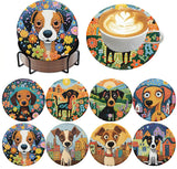 ijbnhd 8 PCS Dog Diamond Art Coasters Diamond Painting Coasters Kits with Holder Dog DIY for Beginners Adults, Art Crafts Suppli